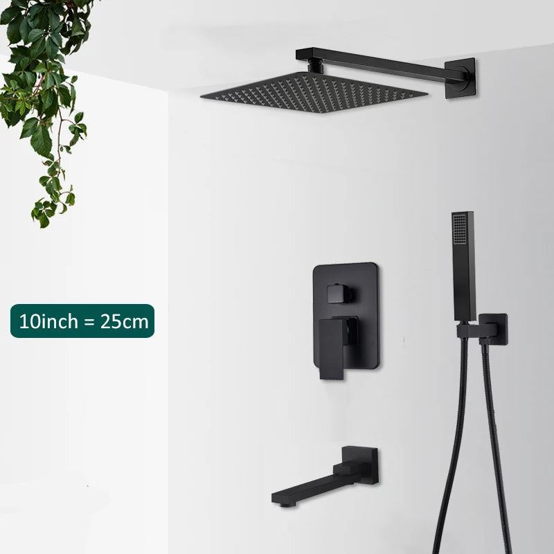 Quyanre Concealed Shower System Rain Waterfall Faucet Set