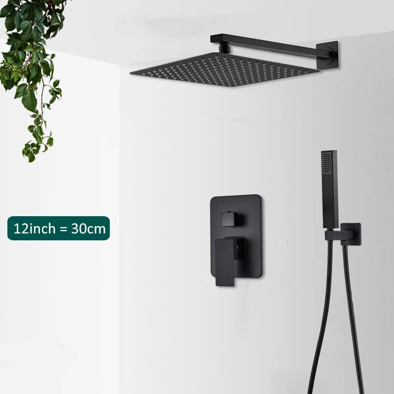 Quyanre Concealed Shower System Rain Waterfall Faucet Set