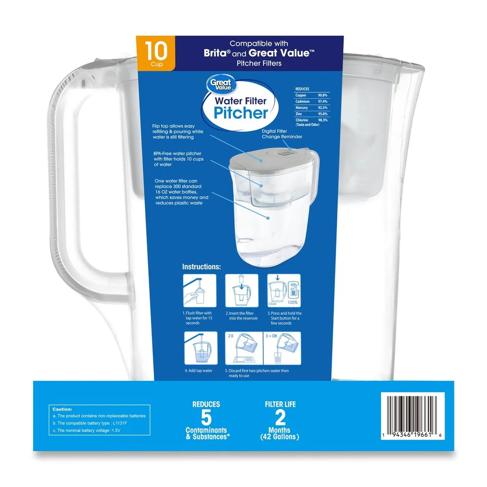 BPA Free Water Filter Pitcher With Timer Indicator NSF