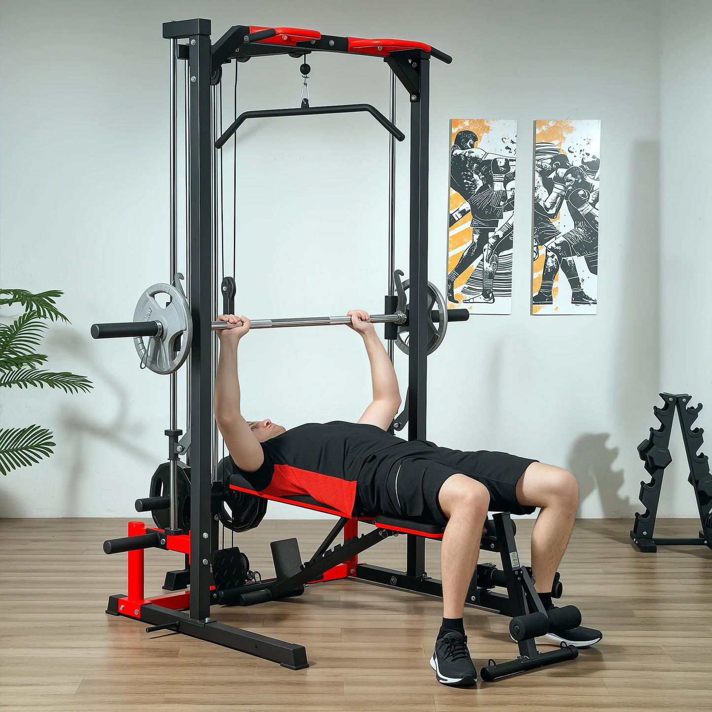 Soozier Smith Machine Multi-Function Power Cage With Lat Pull-Down System
