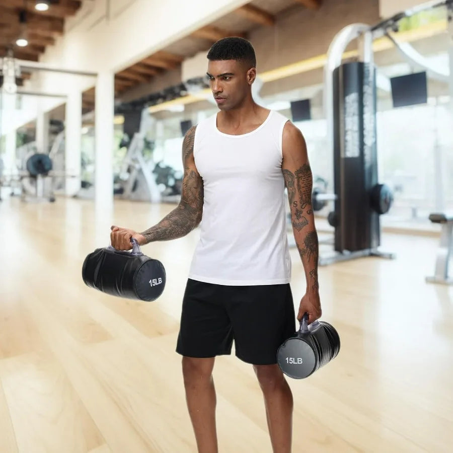 Water Filled Dumbbells Travel Set 30 Lbs Pair Portable Gym