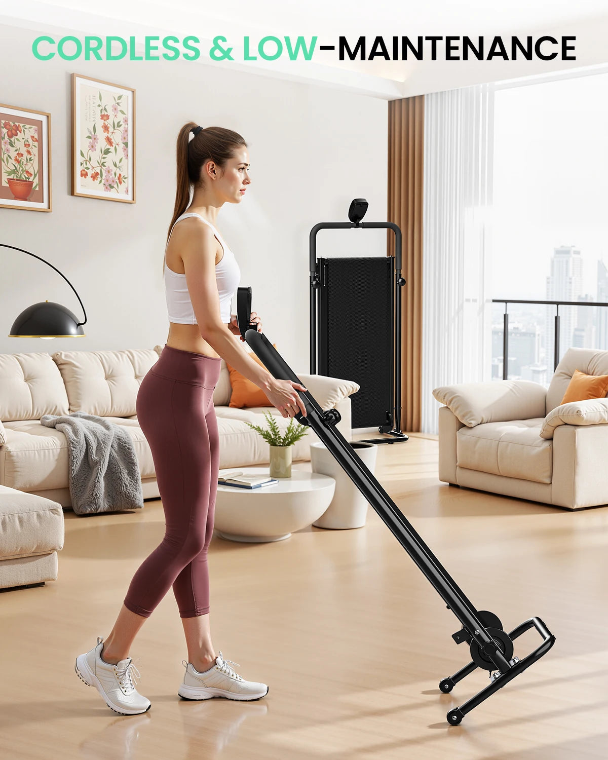 AKLUER Dual Flywheel Motorless Treadmill With LCD Monitor