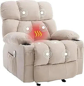 XMSJ Massage Rocker Recliner Chair With Heat And Vibration