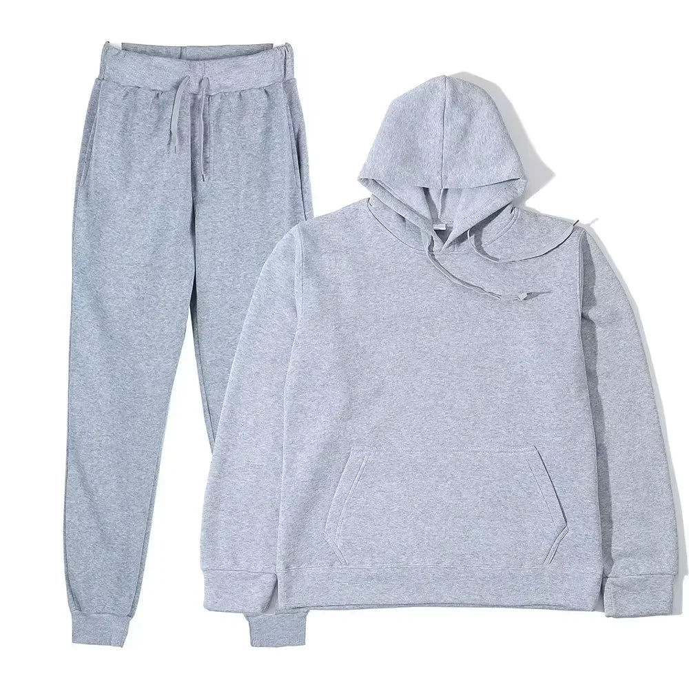 NONECN Winter Tracksuit Women Two Piece Set Hoodie Sweatpants