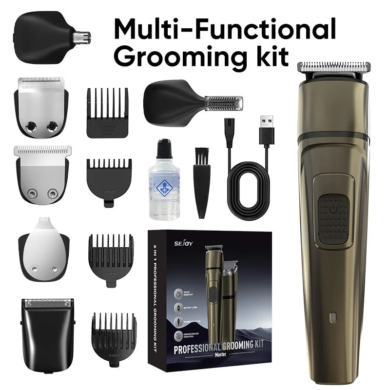 Sejoy Men's Grooming Kit Cordless Electric Beard Trimmer Hair Clippers USB Rechargeable Nose Trimmer