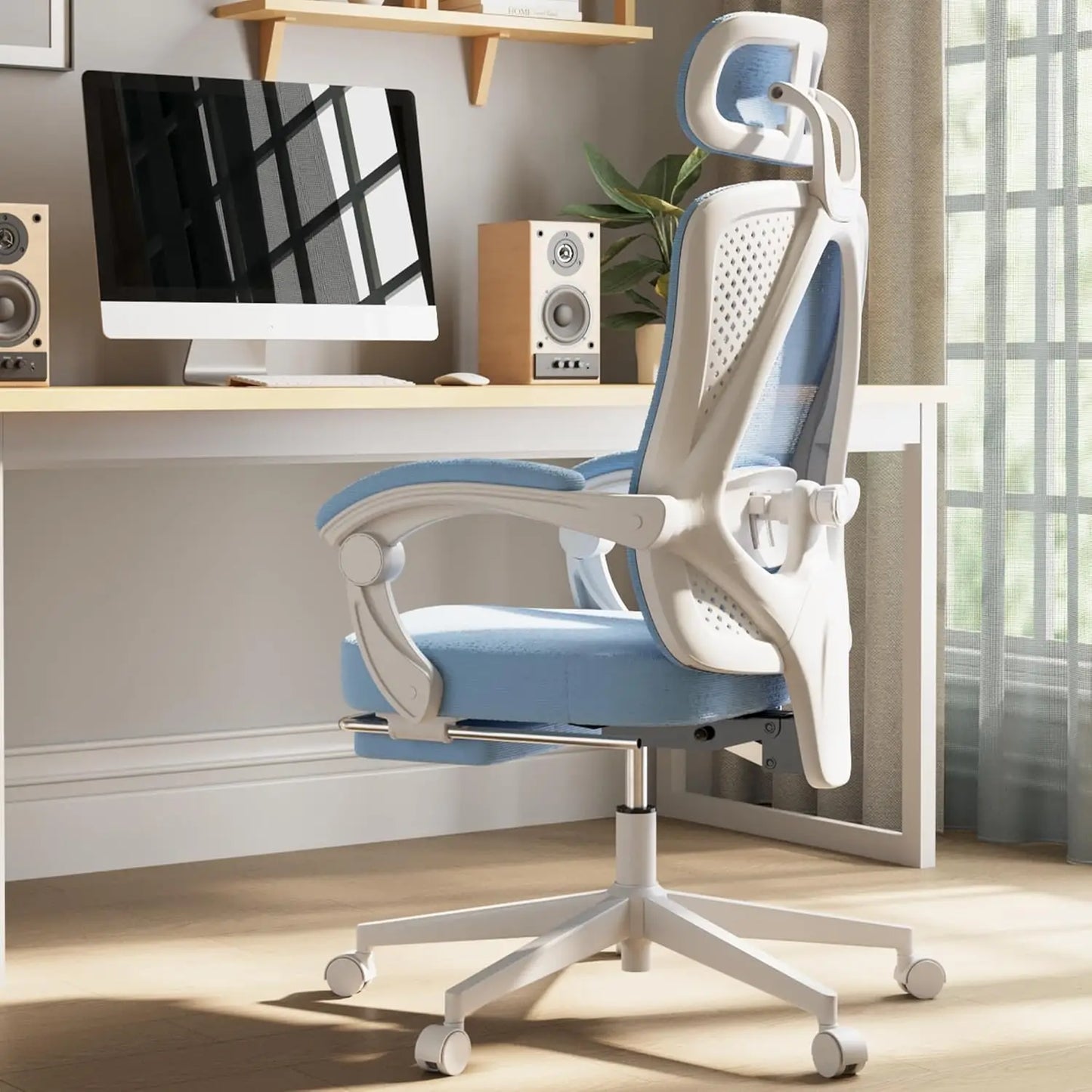 Dowinx Ergonomic Office Chair,Mesh Computer Chair with Pocket Spring Desk Chair with Adjustable Lumbar Support and Headrest