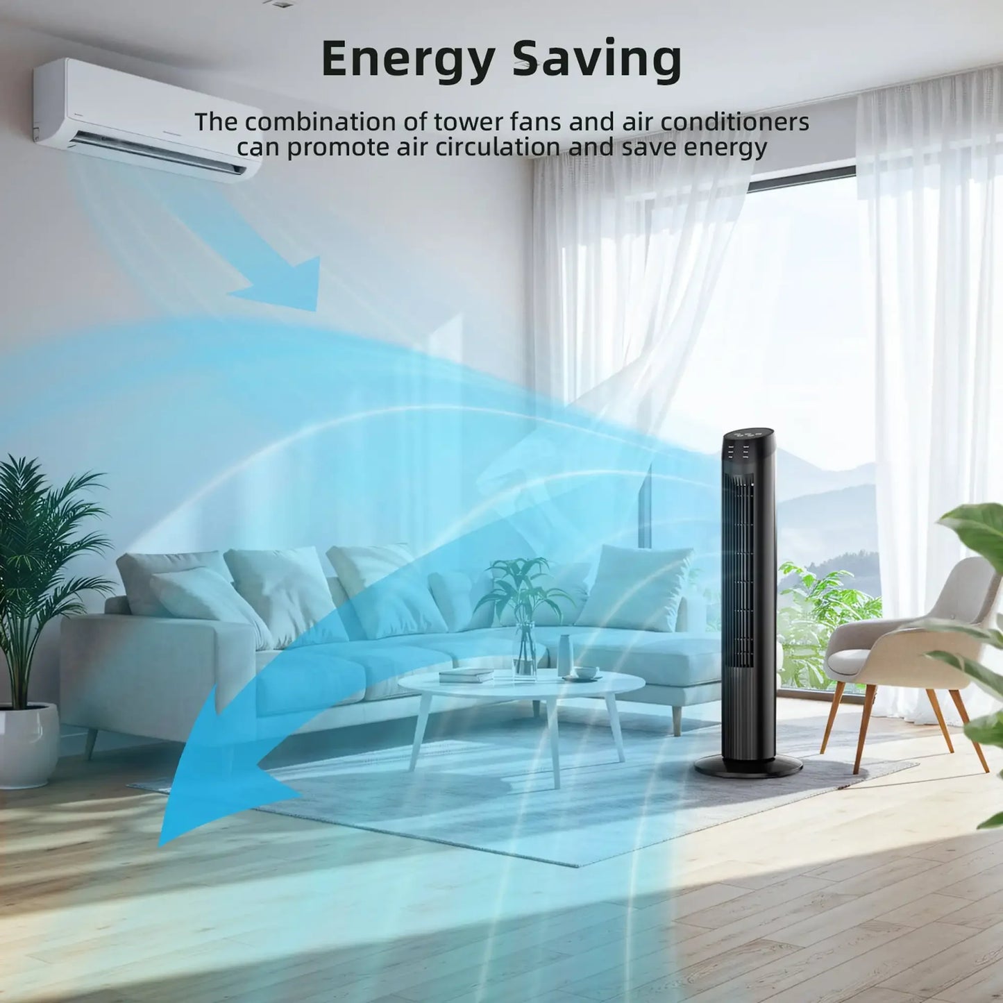 SZRSTH 36 Inch Oscillating Tower Fan for Home with 3 Speeds and Modes and 9 Hour Timer