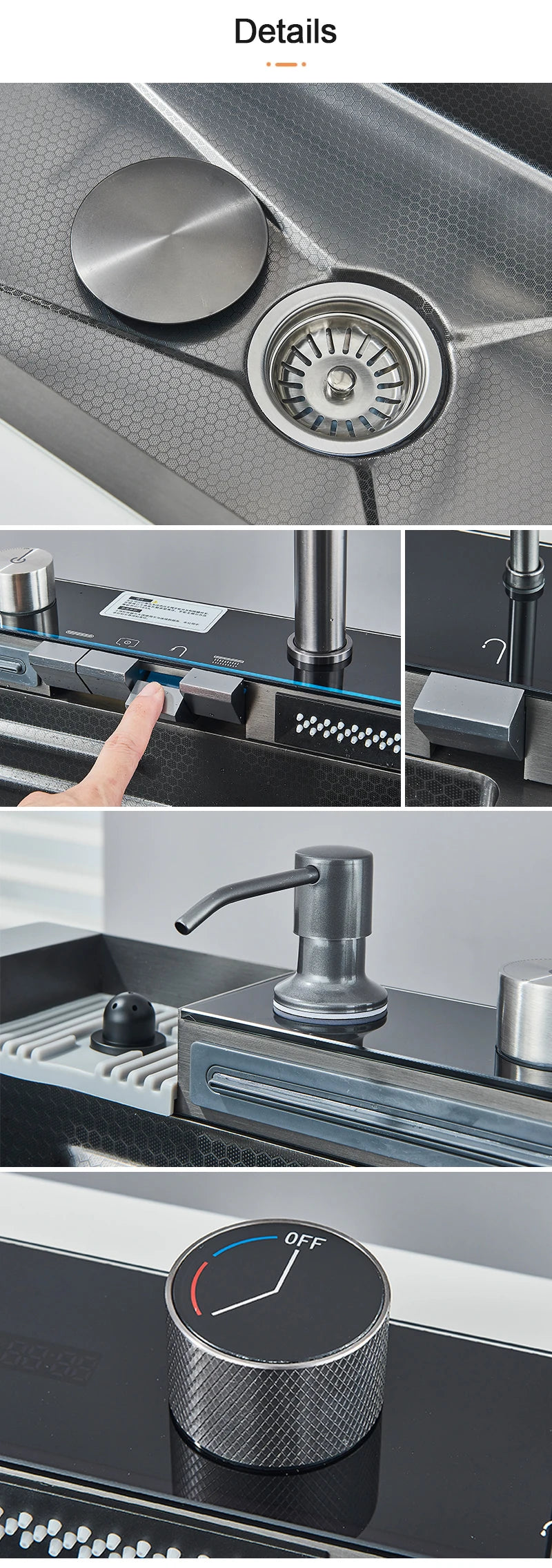 Rozin Stainless Steel Kitchen Sink With Faucet Waterfall