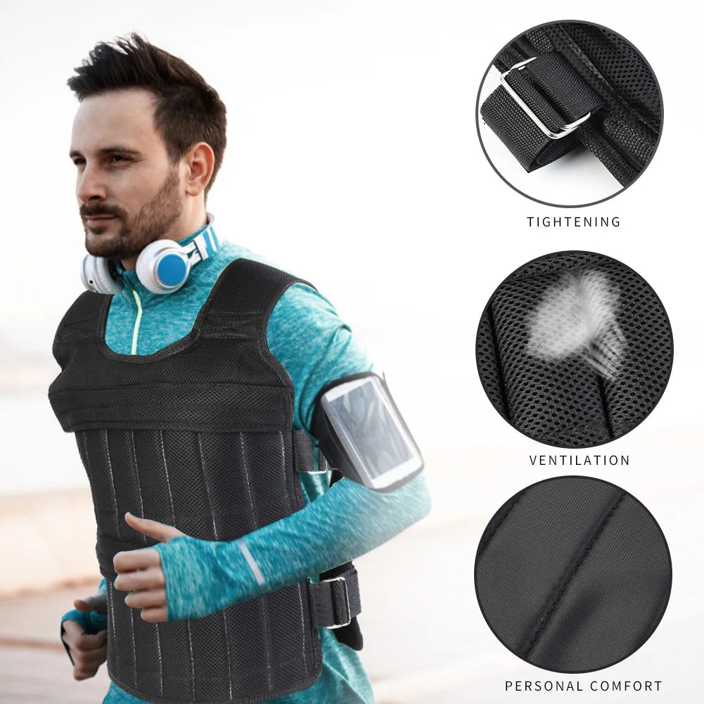 Adjustable Weight Vest for Running Training Fitness Equipment 3 to 50kg Loading Waistcoat Jacket