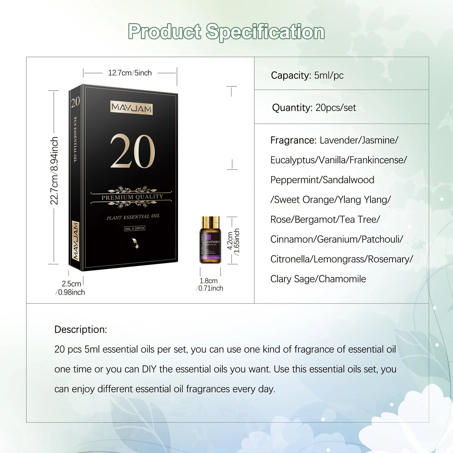 MAYJAM Essential Oils Kit 20 Fragrance Oils Set Variety Pack