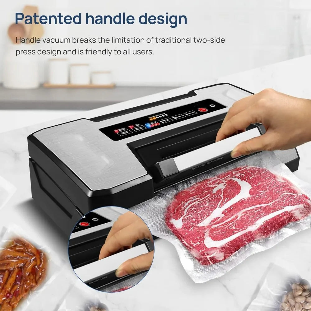 NEW 90Kpa Liquid Vacuum Sealer Machine Preservation Dry/Moist/Liquid Modes,LED Indicator Light,Handle Locked Design-Hot-Sell!