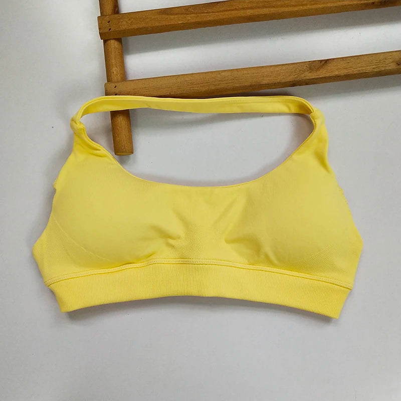 CN No Logo Sports Bra Neck Strap Seamless Open Back
