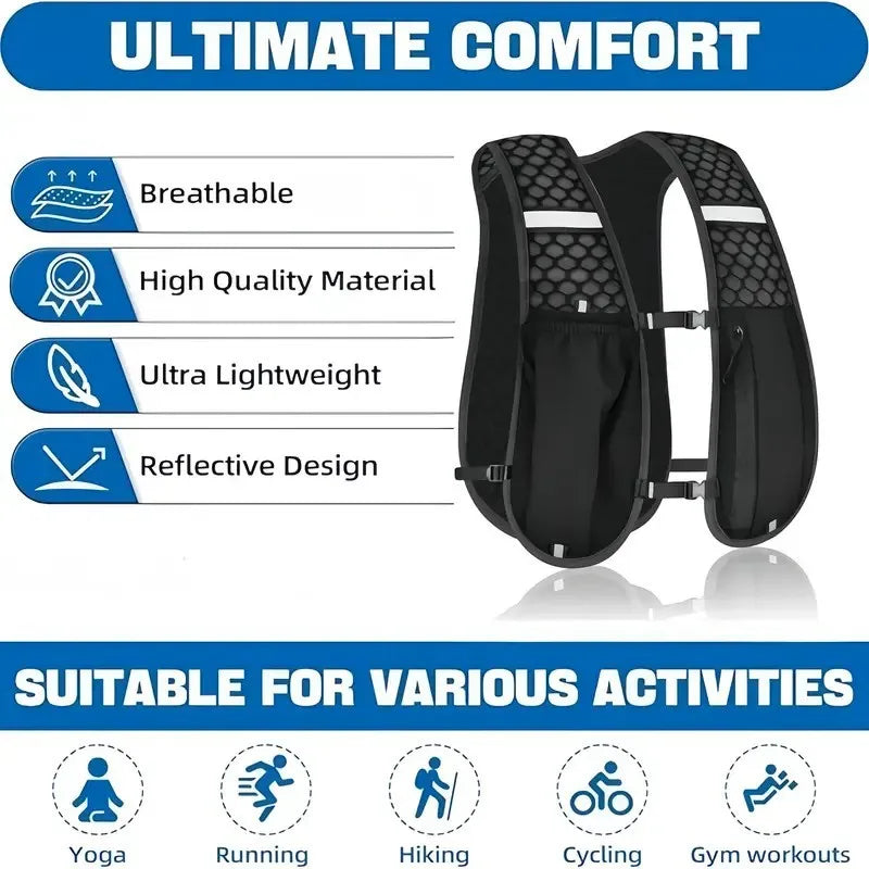 Biking Running Hydration Vest Reflective Chest Pack Phone