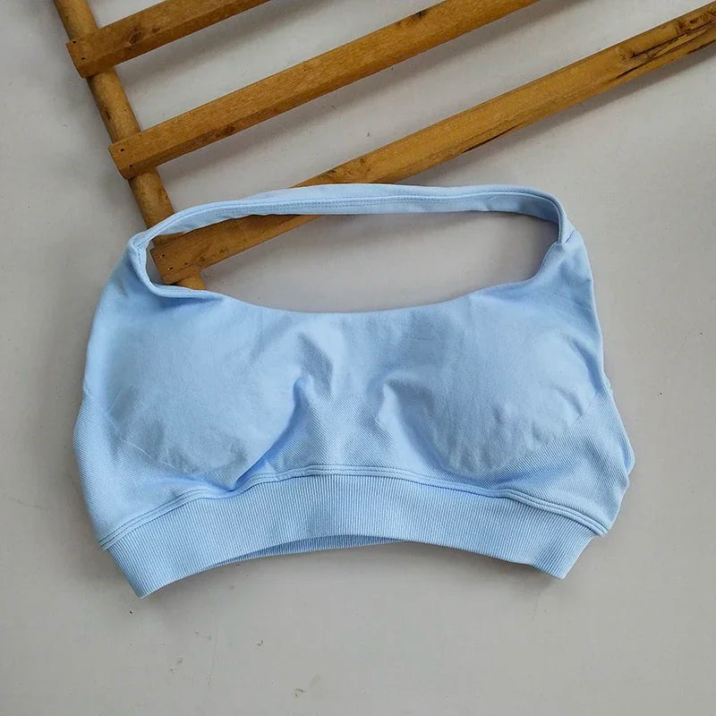 CN No Logo Sports Bra Neck Strap Seamless Open Back
