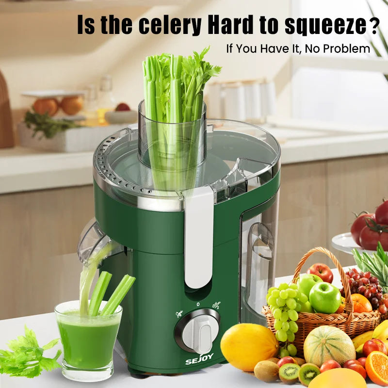 SEJOY Centrifugal Juicer Machine Compact Automatic Pulp Ejection Electric Citrus Juicer Extractor Machine Fruit Veg Blender