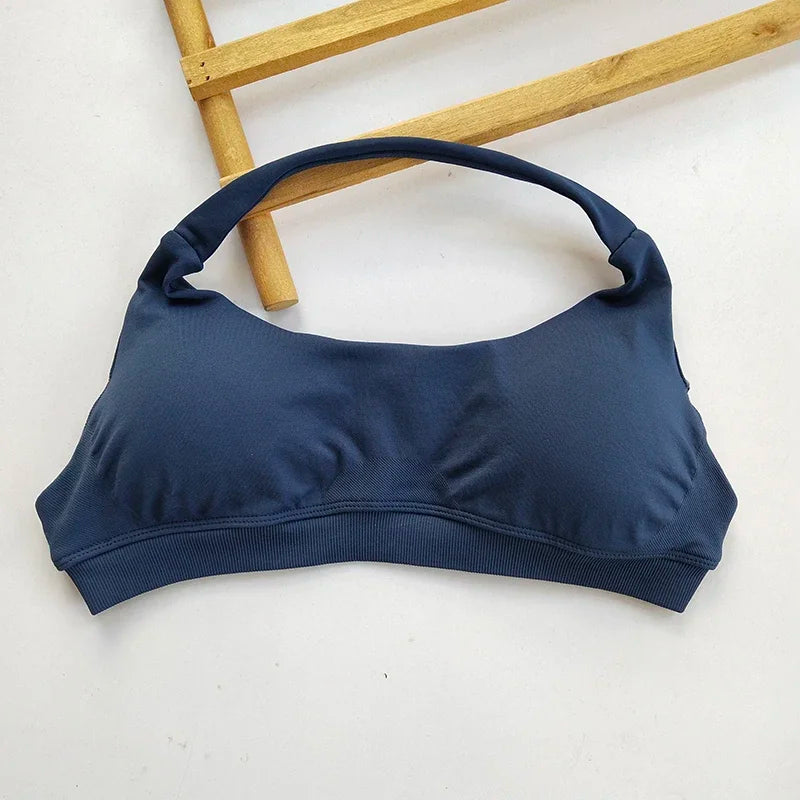 CN No Logo Sports Bra Neck Strap Seamless Open Back
