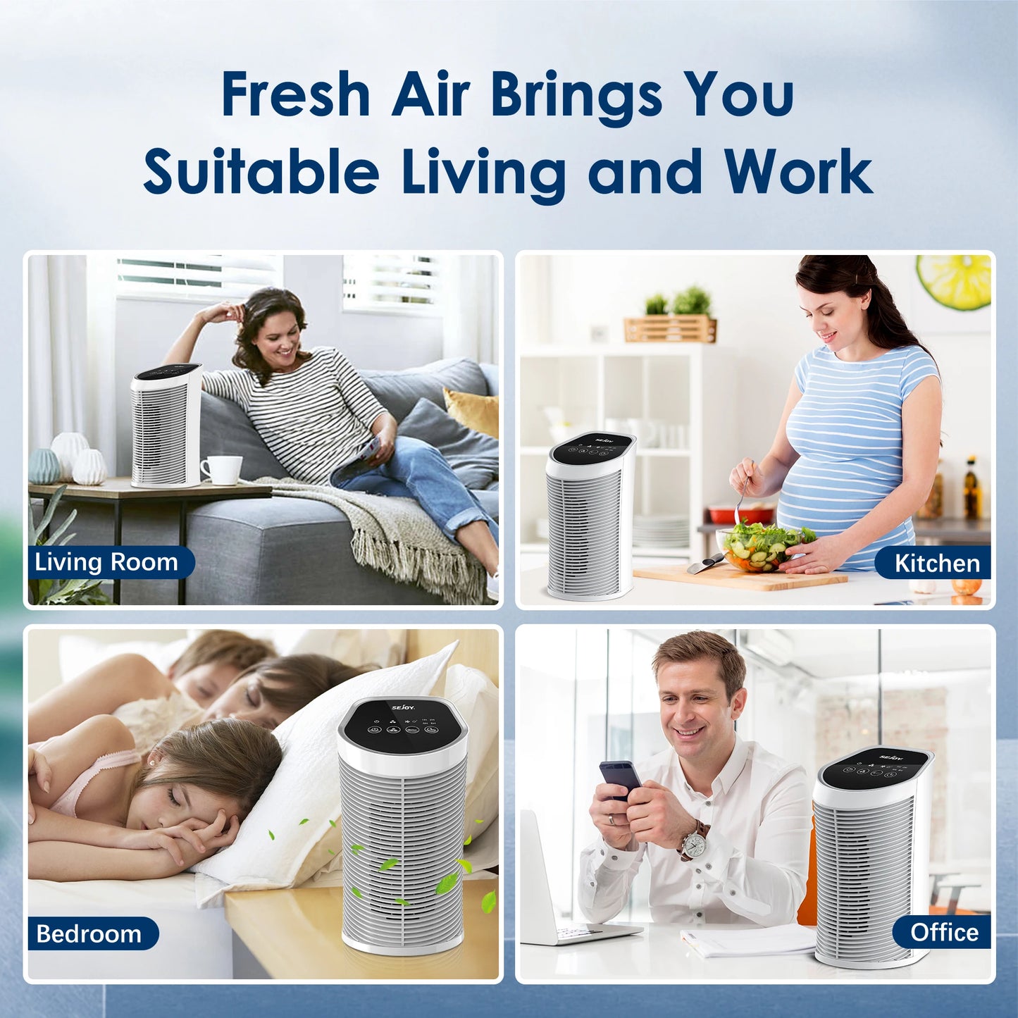 Sejoy Indoor Air Purifier With HEPA Filter And Ionizer