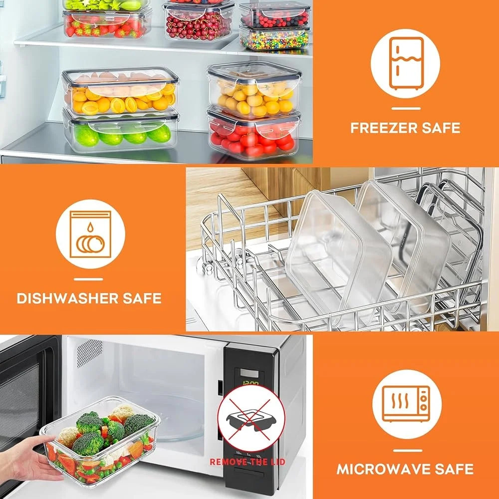 40 PCS Airtight Food Storage Containers Set Stackable Meal Prep Plastic with Lids Reusable Durable Kitchen Organization