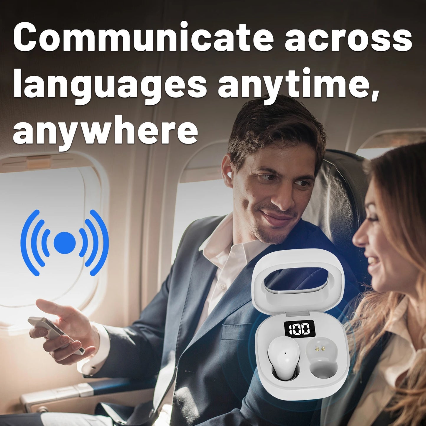 AI Earphones Bass Sleep Headphones Wireless Bluetooth Headset HD Call Wireless Earbuds for Business Office Travel and Shopping