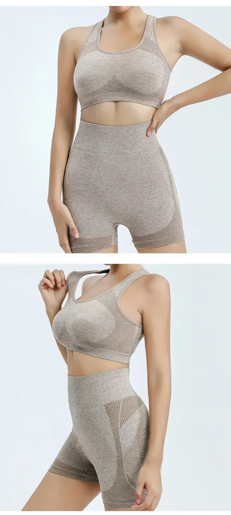 Yoga Set Women Seamless Sports Bra Leggings Shorts Fitness