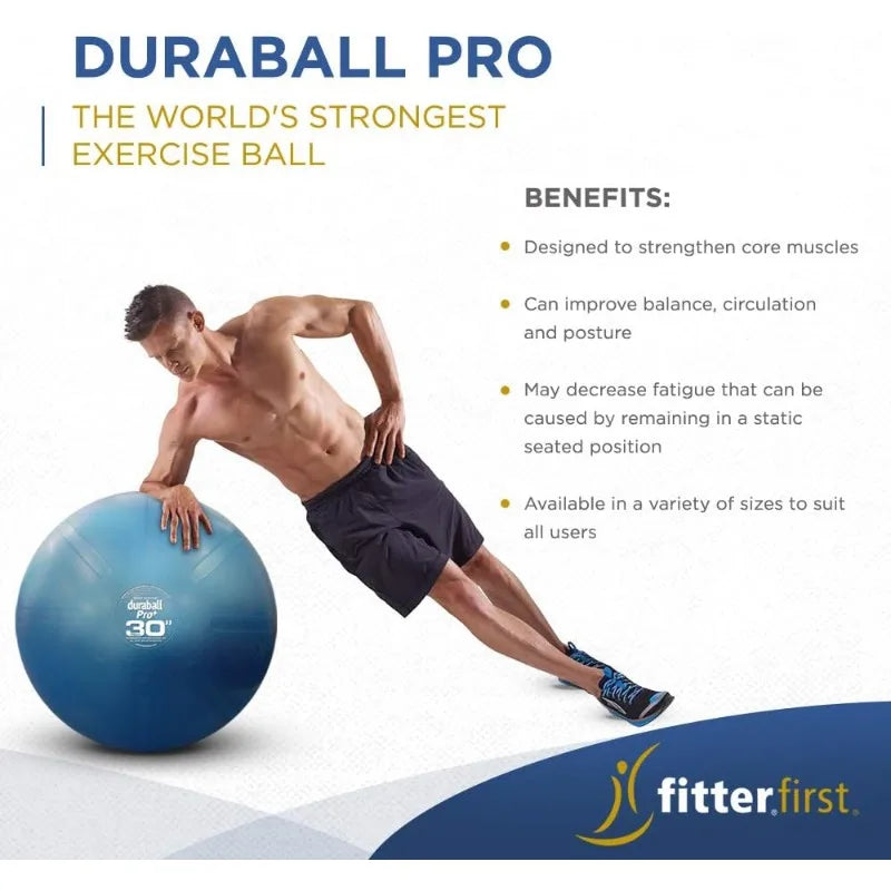 Fitterfirst Duraball Pro Exercise Ball 75 Centimeter Blue