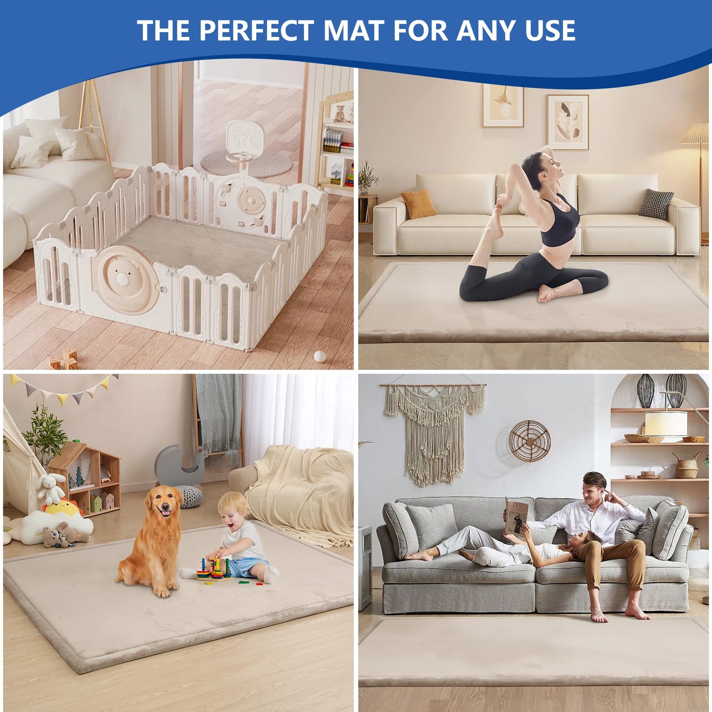 Huloo Sleep Solid Living Room Carpet Non Slip Rug For Bedroom Decoration Classic Minimalist Tatami Floor Yoga Mat