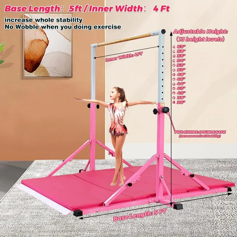 YTYIN Gymnastics Bar For Kids And Teens Kip Bar Foldable