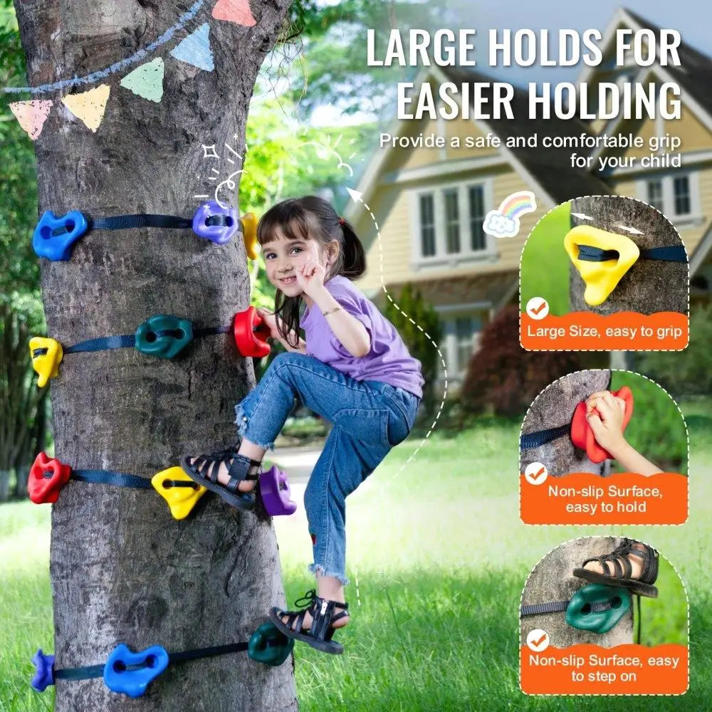 Ninja Tree Climbing Kit with 12 Climbing Holds and 6 Ratchet Straps for Outdoor Climbing Gear