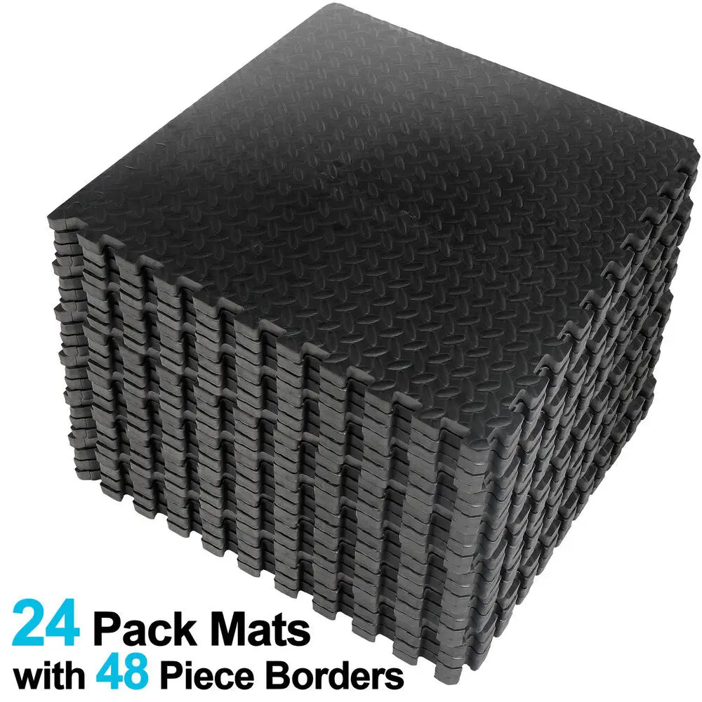 Puzzle Exercise Mat 3/4 Inch Thick Interlocking Tiles Workout Equipment 24 48 72 96