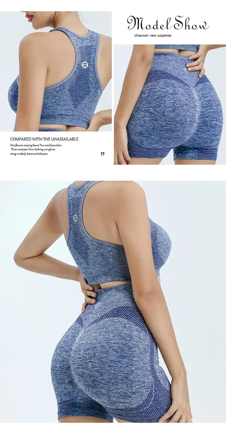 Yoga Set Women Seamless Sports Bra Leggings Shorts Fitness