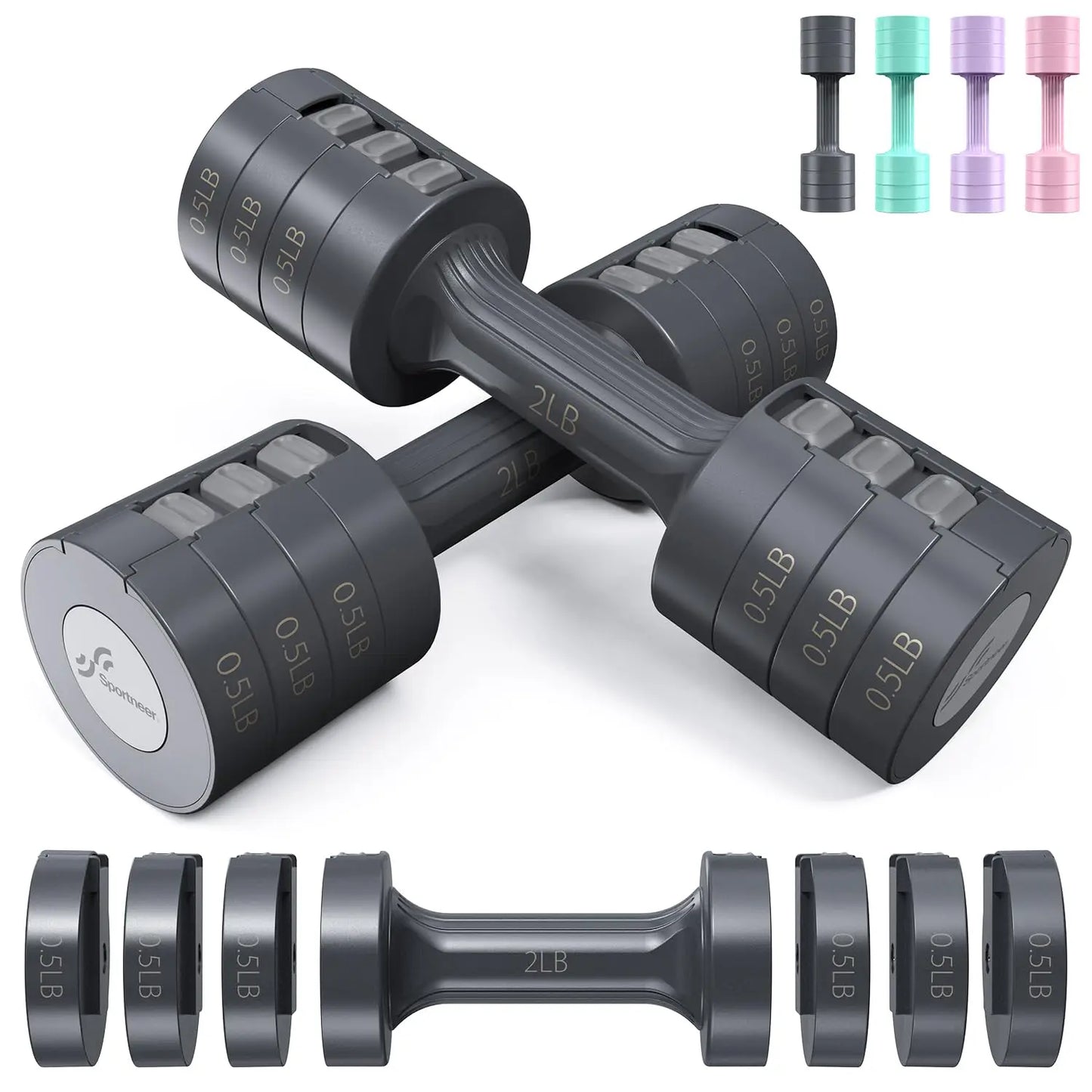 Sportneer Adjustable Dumbbell Set Fast Adjust Home Gym Weights