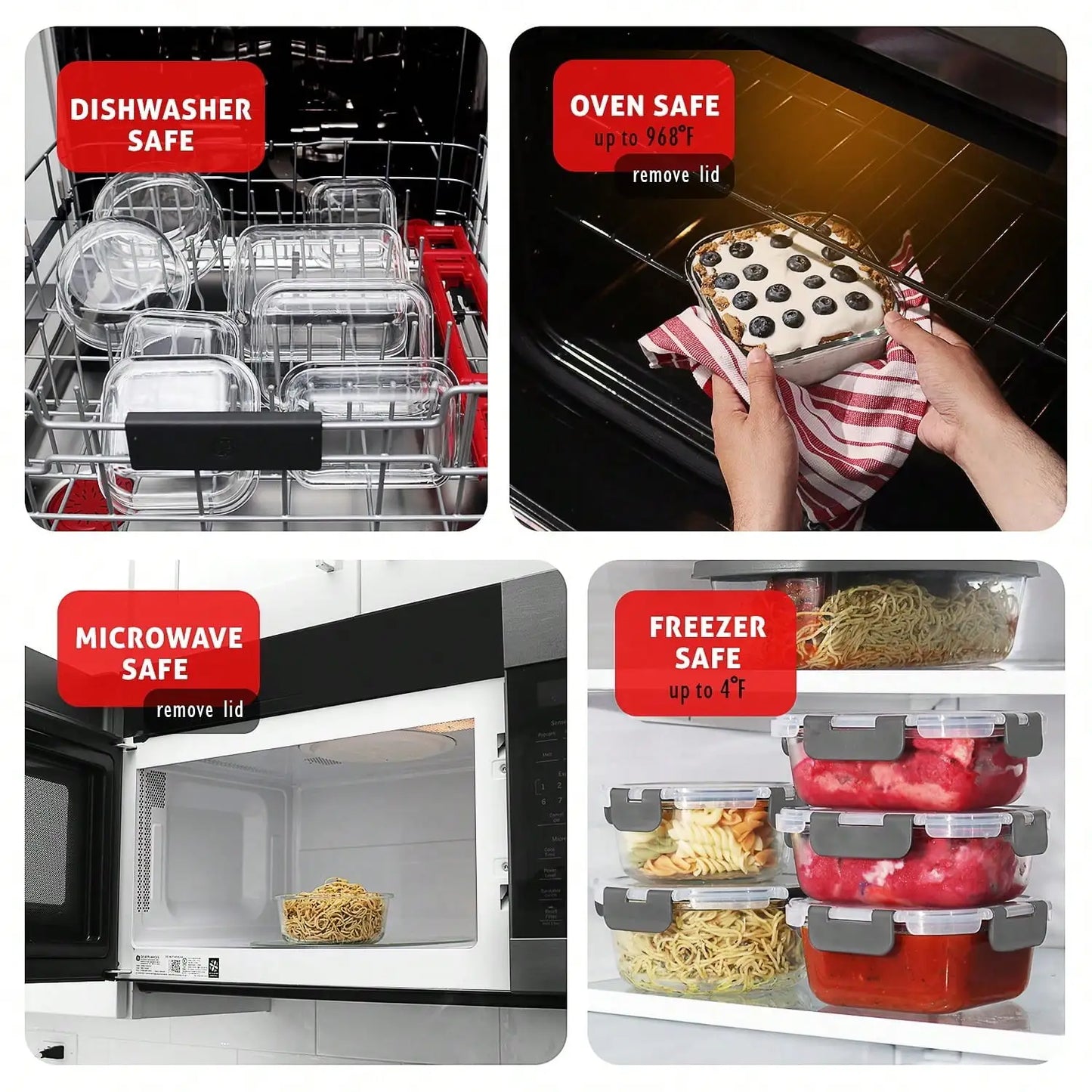Glass Food Storage Containers Set With Airtight Lids