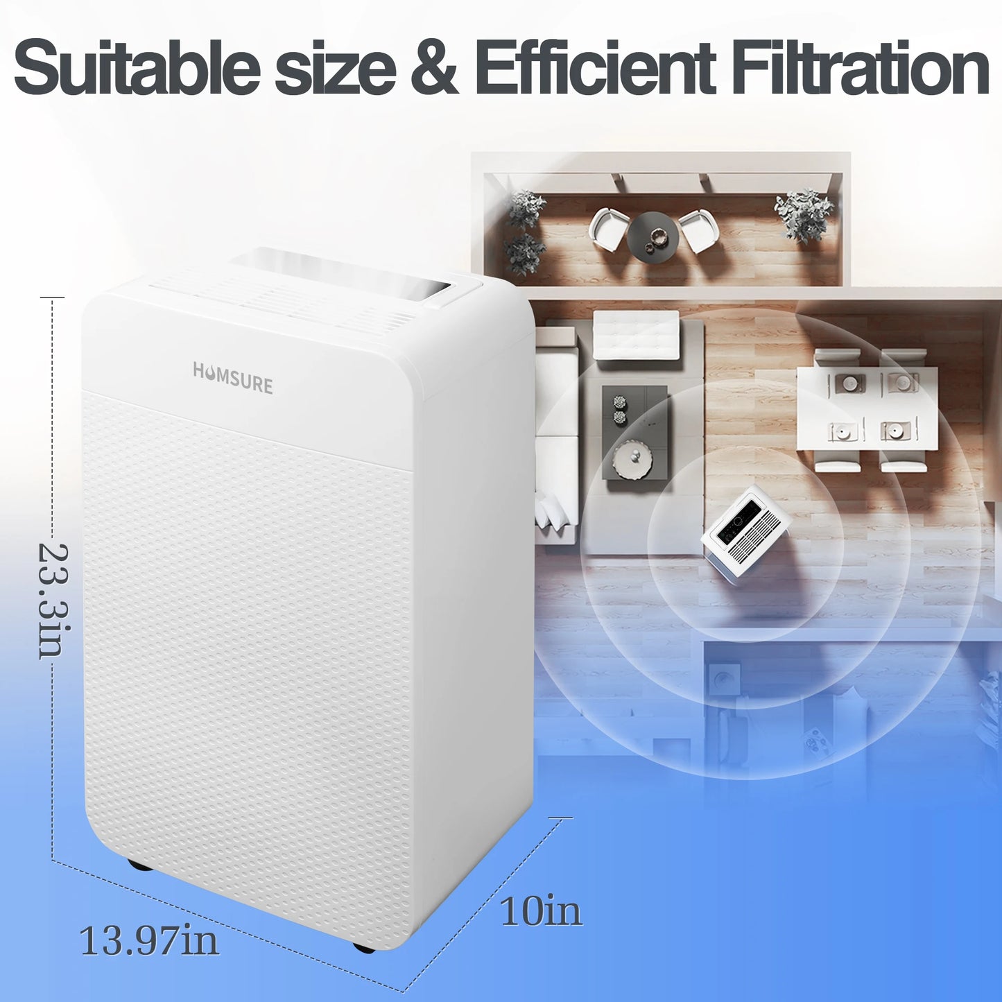 HUMSURE 4500 Sq Ft 70 Pints Dehumidifier for Basement Home and Bedroom with Drainage Hose and Automatic Defrosting