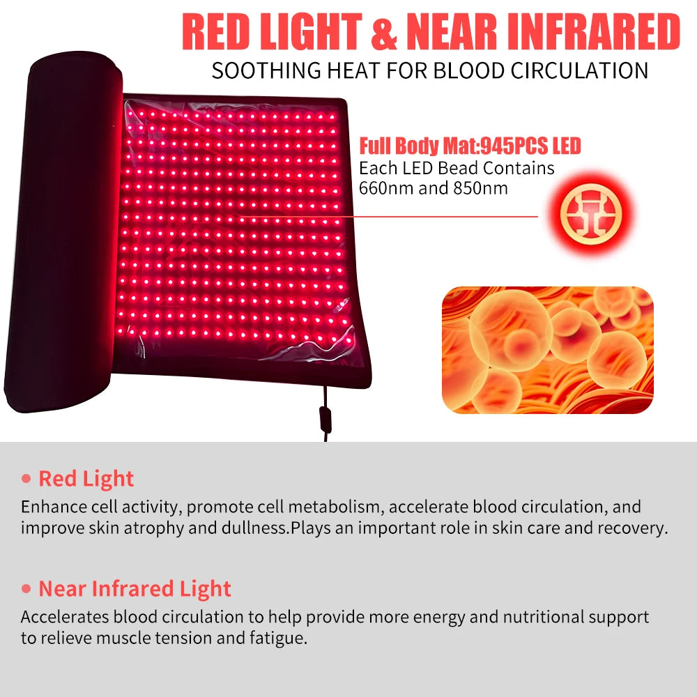 Full Body LED Therapy Mat 660nm 850nm Light Blanket