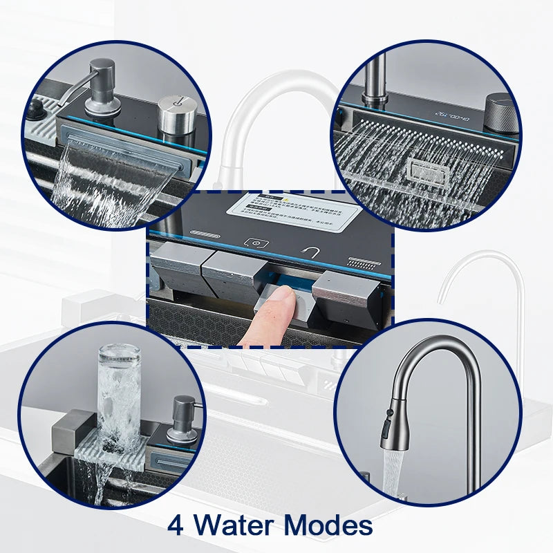 Rozin Stainless Steel Kitchen Sink With Faucet Waterfall