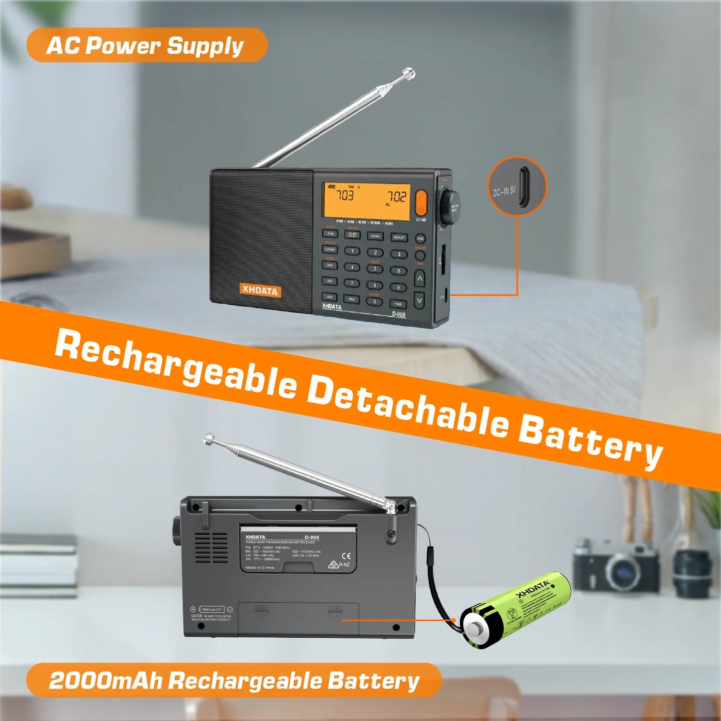 XHDATA D808 Multi Band AM FM SW MW RadioReceiver Pro