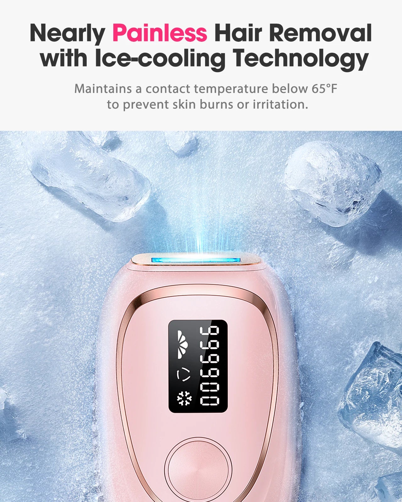 IPL Hair Laser Removal with Cooling Function Home Device 999900 + Flashes 18.5j Pulsed Light Epilator for Armpits/Body/Men/Women