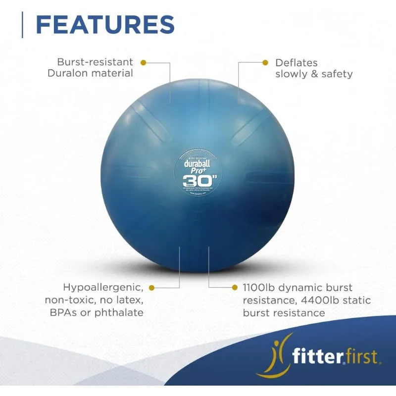 Fitterfirst Duraball Pro Exercise Ball 75 Centimeter Blue