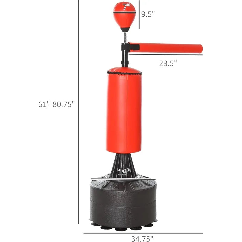 Soozier Boxing Bag Freestanding Punching Bag with Speed Ball Rotating Boxing Bar and Gloves Weighted Base for Adults and Kids