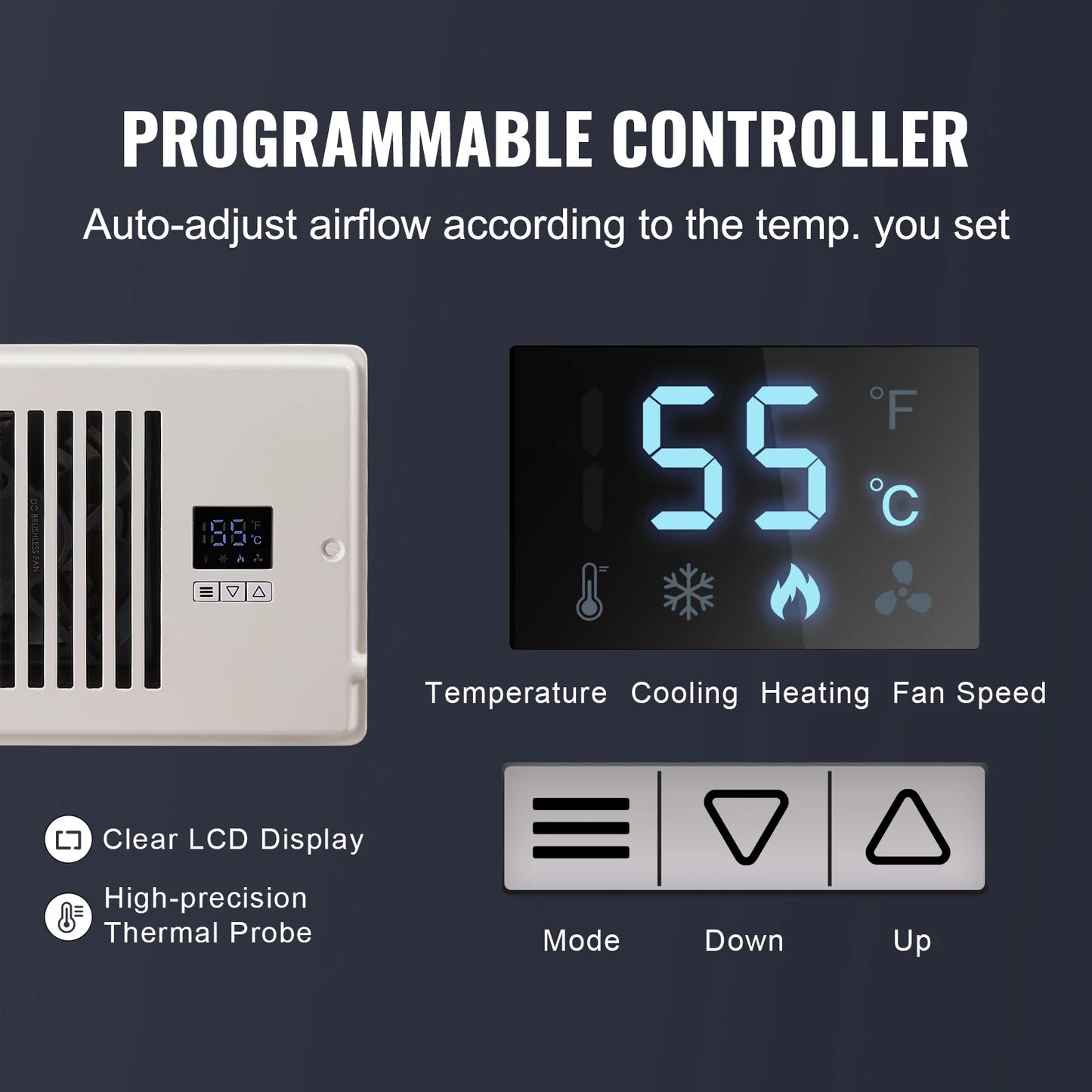 VEVOR Booster Duct Fan 100 CFM Smart LCD Controller