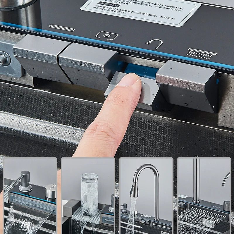 Rozin Stainless Steel Kitchen Sink With Faucet Waterfall