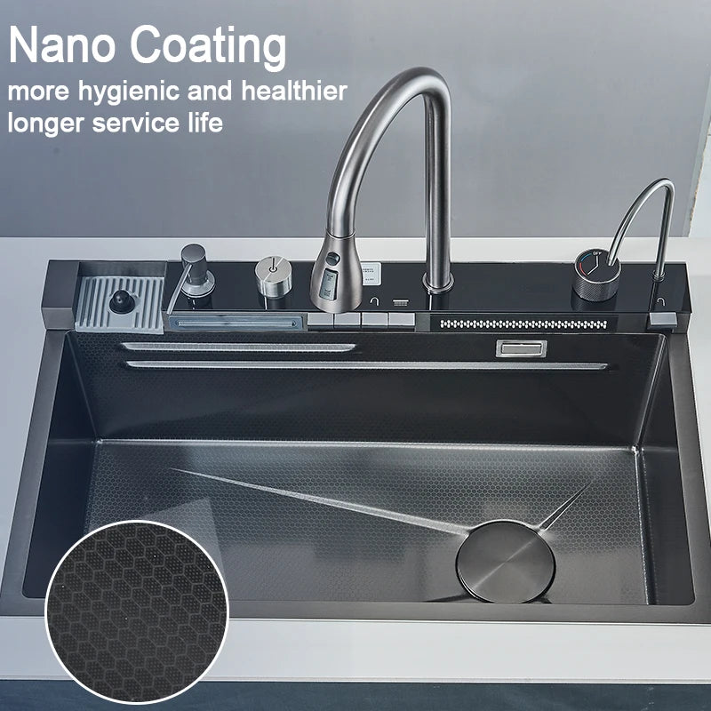 Rozin Stainless Steel Kitchen Sink With Faucet Waterfall