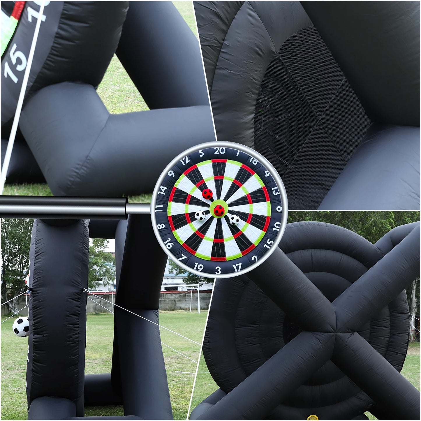 10FT Giant Outdoor Inflatable Soccer Golf Darts Board with 8 Soccer Balls and Blower for Football Playground