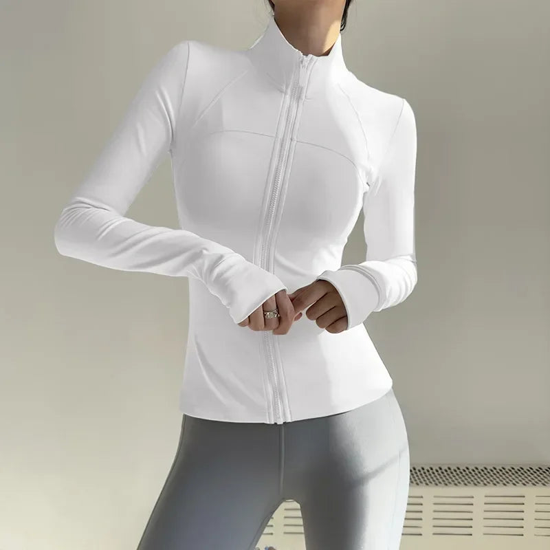 Women Zip Front Fitness Jacket Quick Dry Yoga Top Active