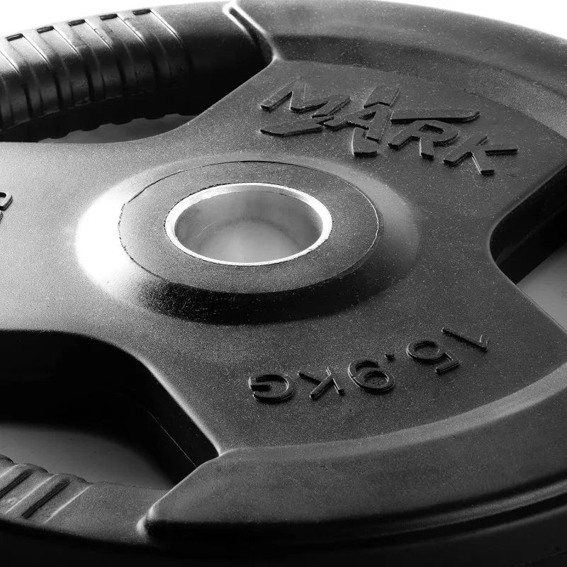 XMark Rubber Coated Weight Plate Set Olympic Weights Barbell Weight Set for Home Strength Training