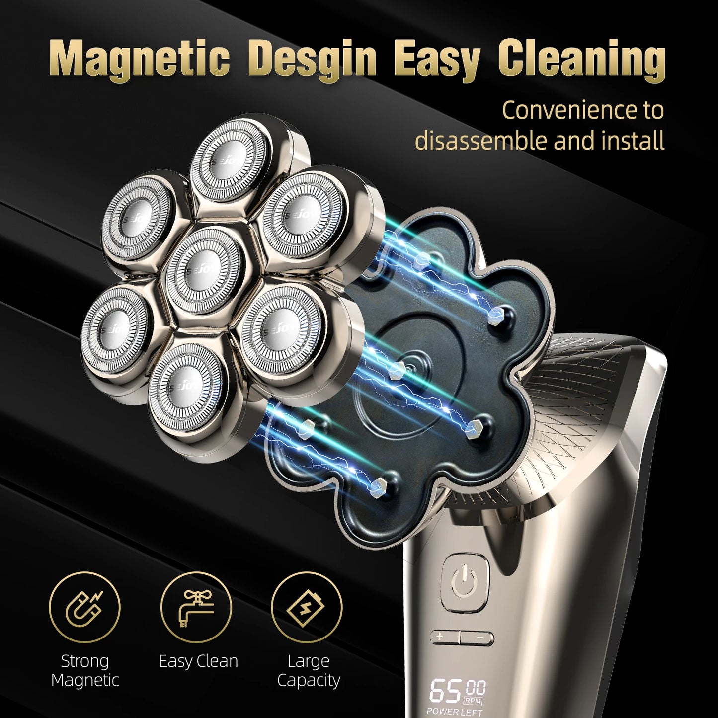 Sejoy Electric Head Shaver For Bald Men 7 Blades Floating