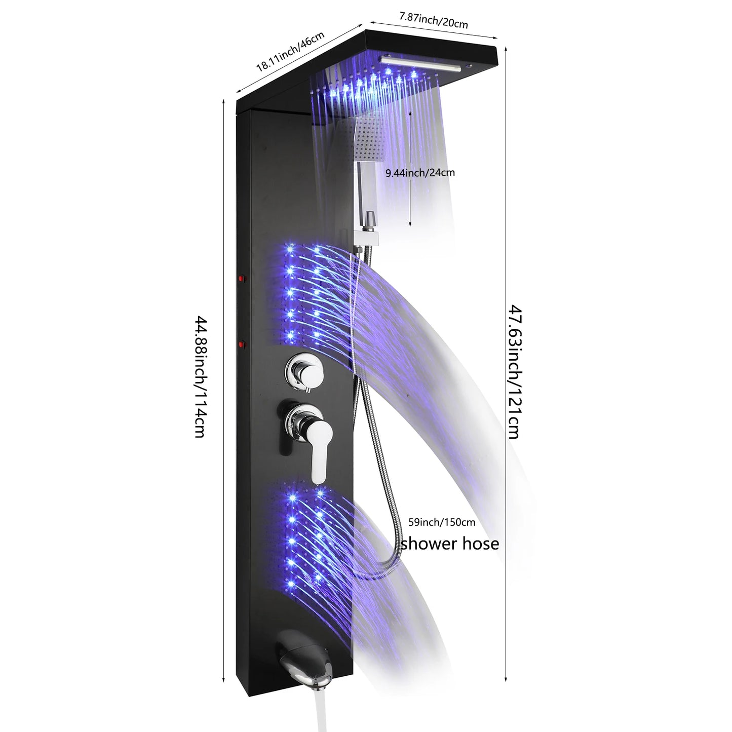 YANKSMART Stainless Steel Shower Panel System with LED Head