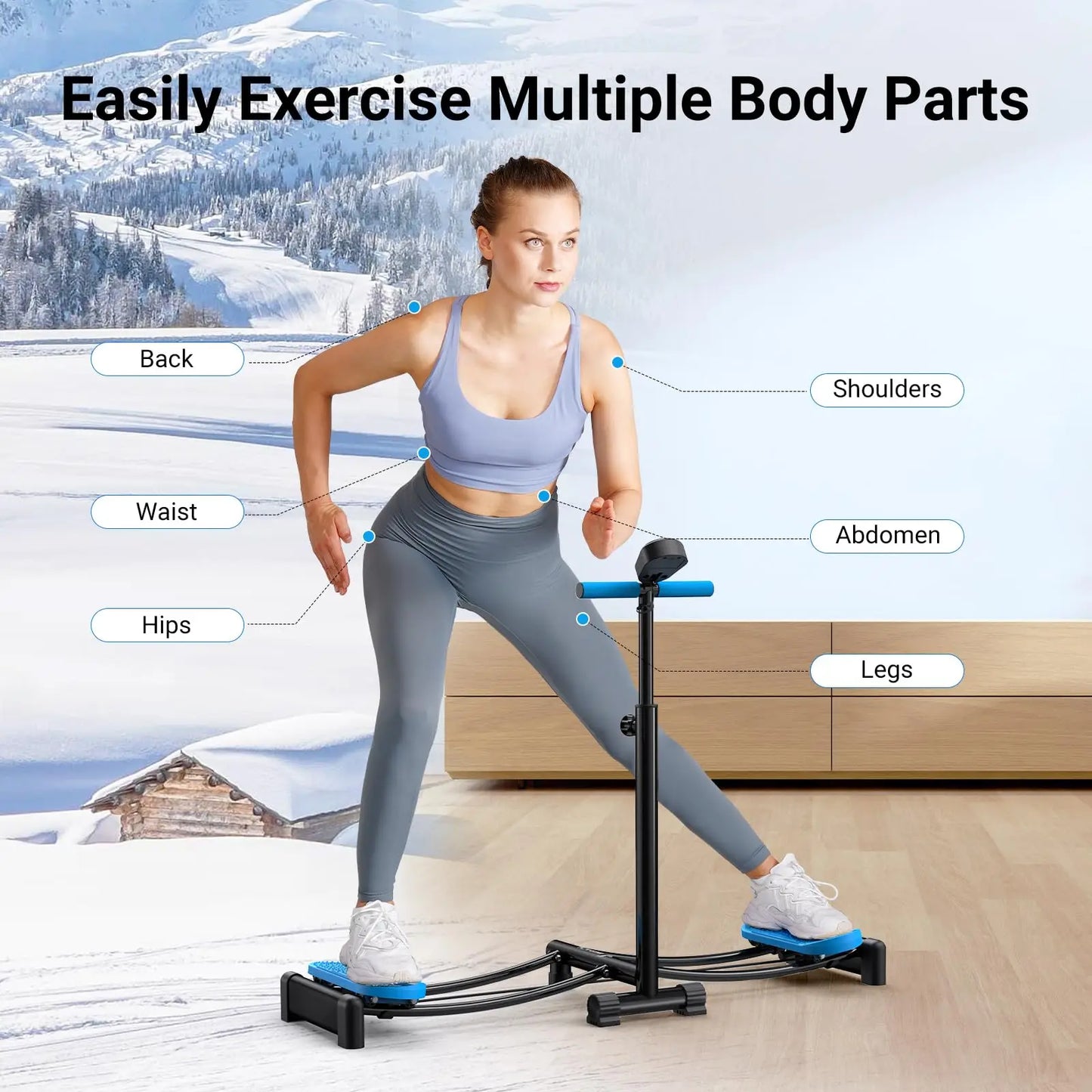 MERACH Ski Machine Simulated Ski Trainer Adjustable Height Ski Machine Exercise Equipment for Leg Pelvic Floor Muscle Workout