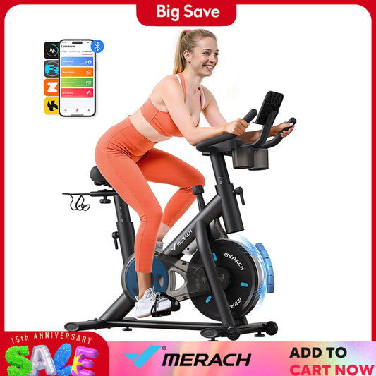 MERACH Magnetic Indoor Cycling Bike With Quiet Magnetic Brake System And App Guided Courses