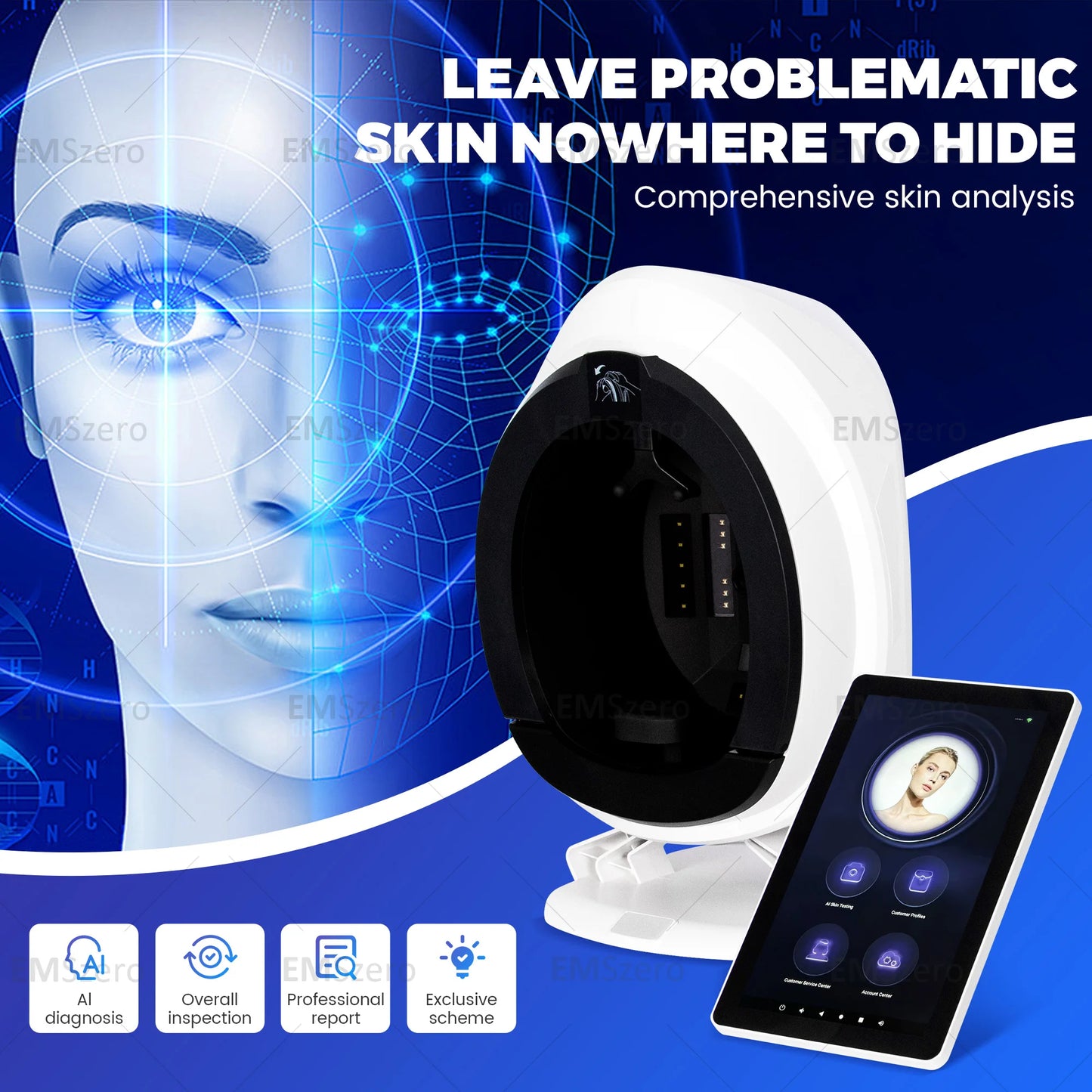 Aisia Q1 3D AI Facial Skin Analyzer Professional Skin Problem Diagnosis and Analysis Equipment